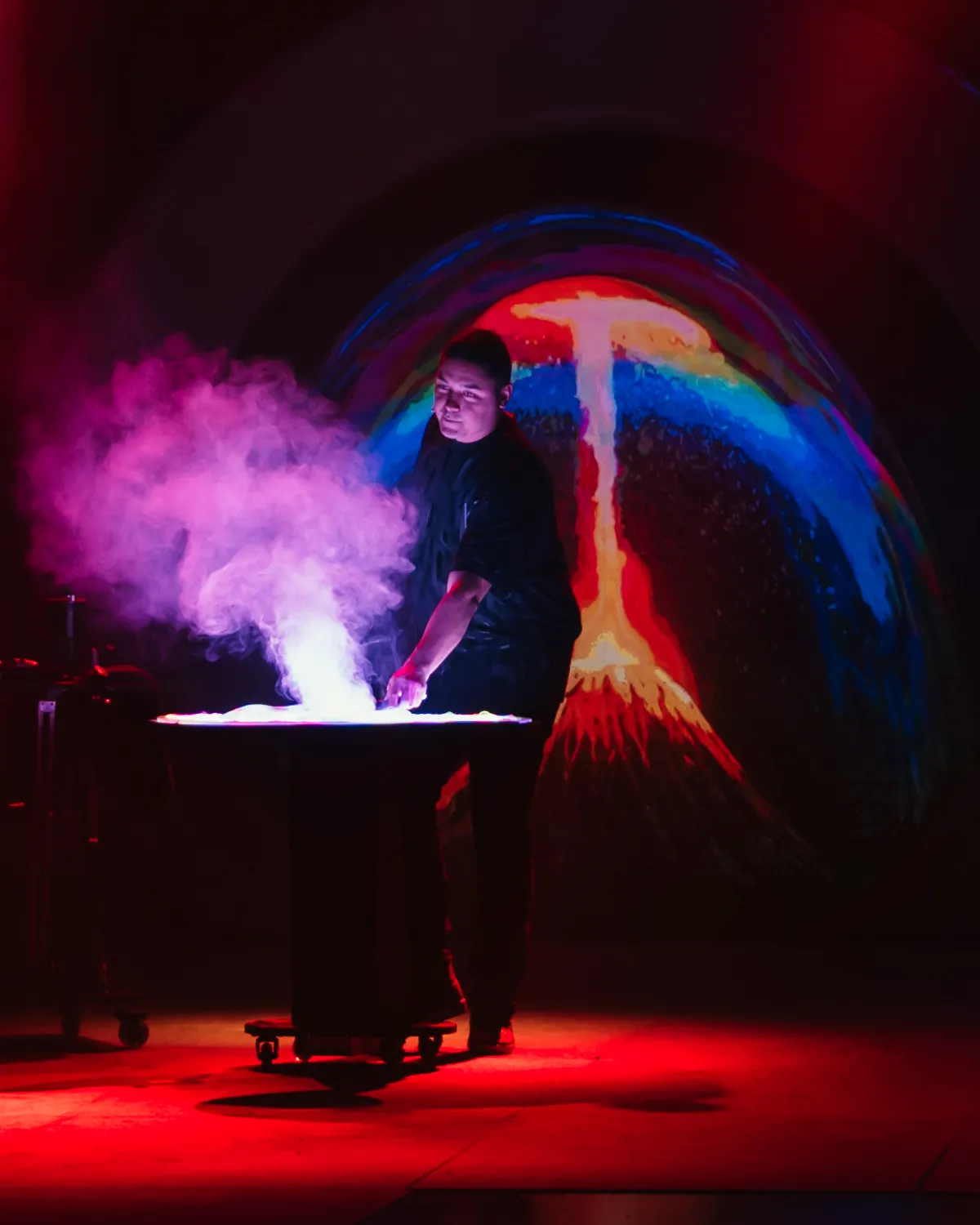 A bubble artist performing on stage